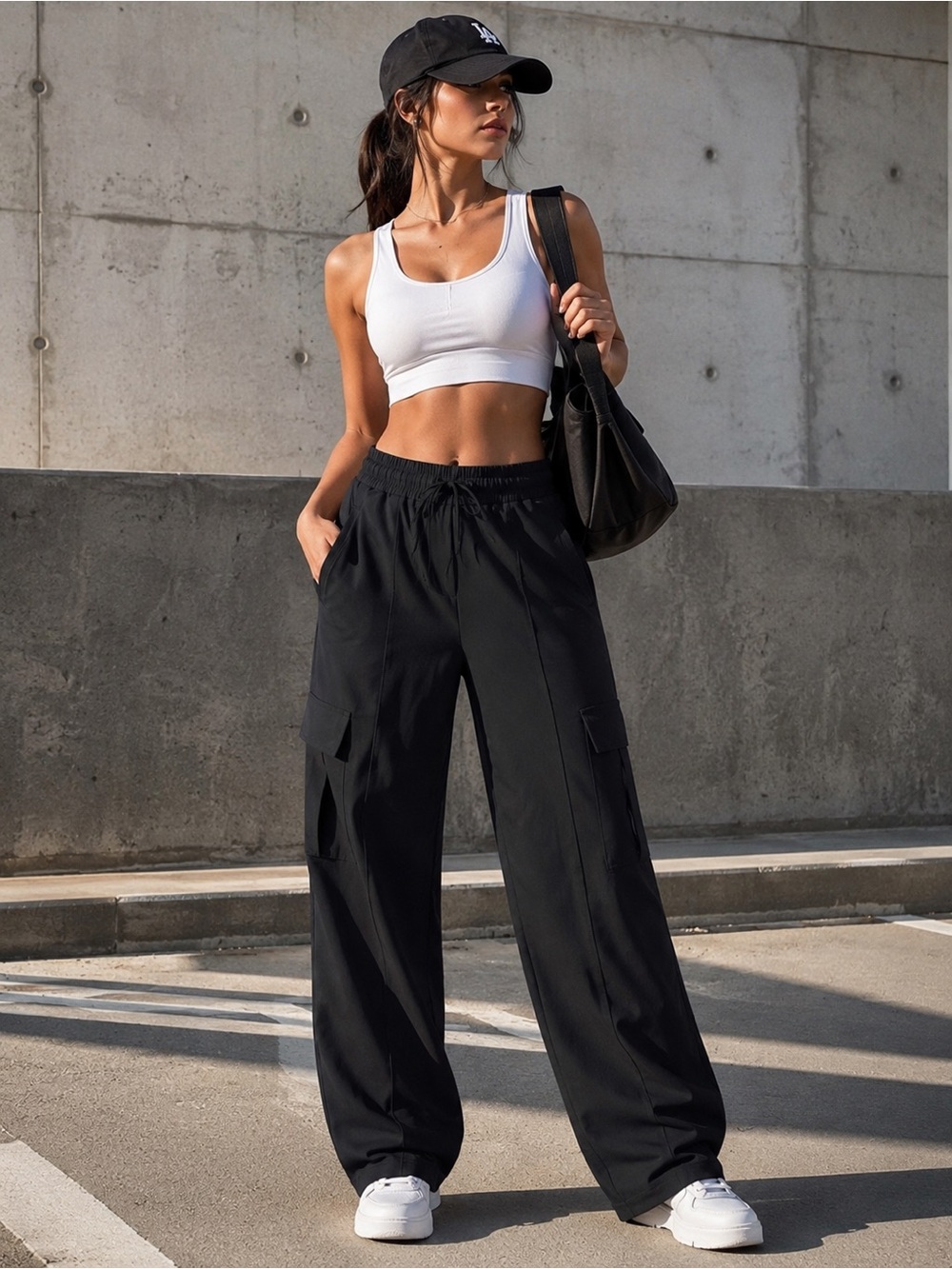 VOGO Athletica Black Cargo Pants NWT Small Stretch Utility